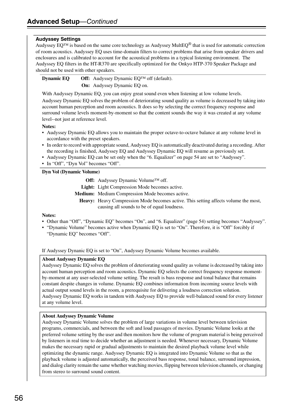 Advanced setup —continued | Onkyo HT S3200 User Manual | Page 56 / 72