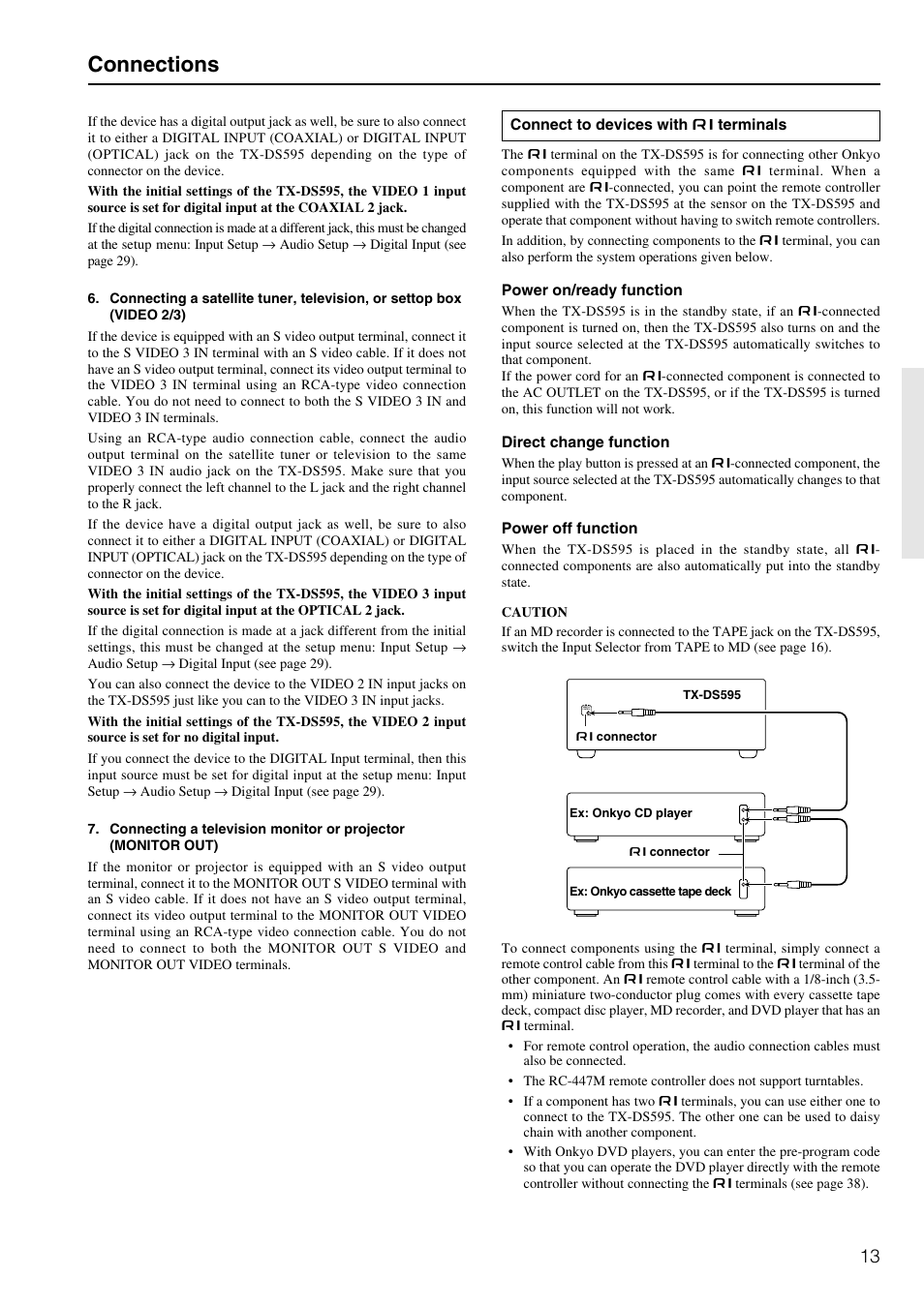 Connections | Onkyo TX-DS595 User Manual | Page 13 / 52