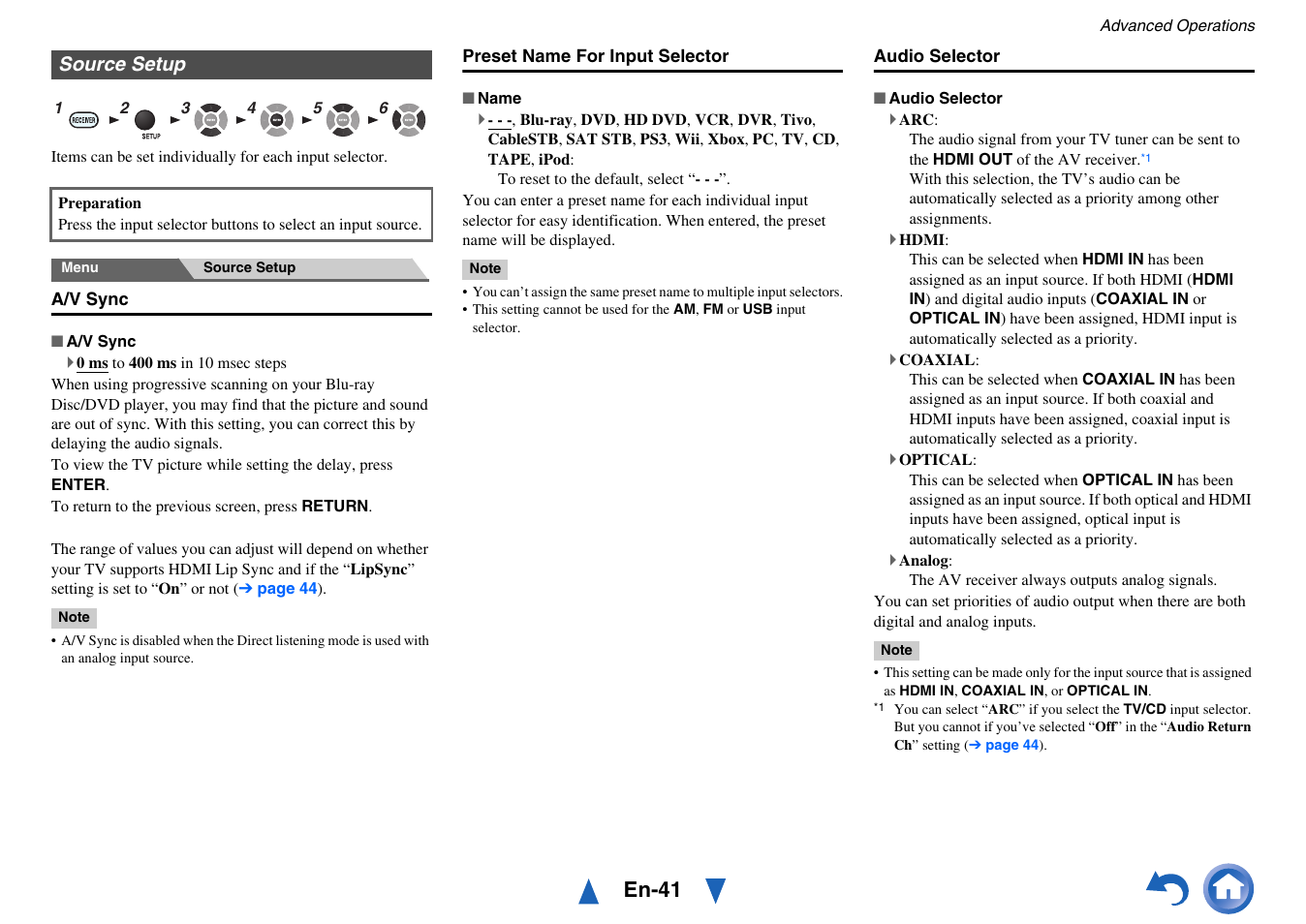 Source setup, En-41 | Onkyo HT-RC430 User Manual | Page 41 / 64