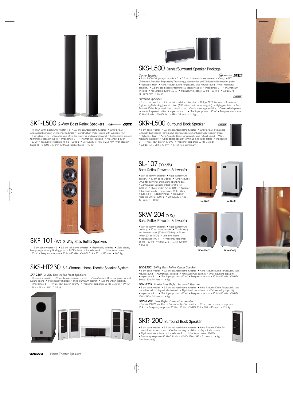 Skr-l500, Sl-107, Skw-204 | Skr-200, Skf-l500, Skf-101, Sks-l500, Sks-ht230 | Onkyo DX-7355 User Manual | Page 4 / 8