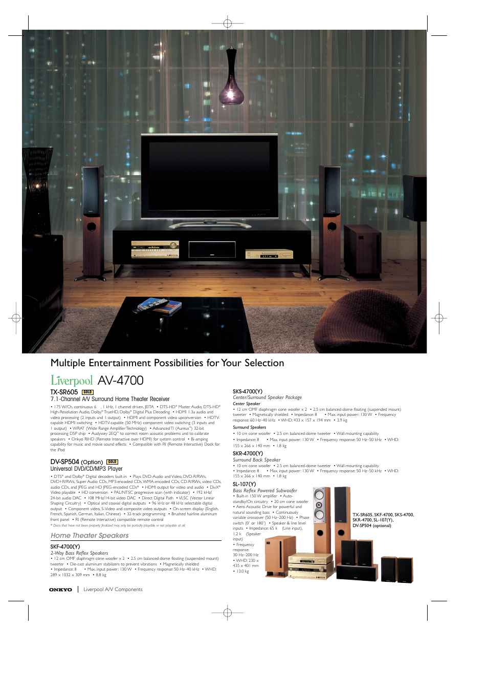 Av-4700, Tx-sr605, Dv-sp504 | Home theater speakers | Onkyo DX-7355 User Manual | Page 8 / 8