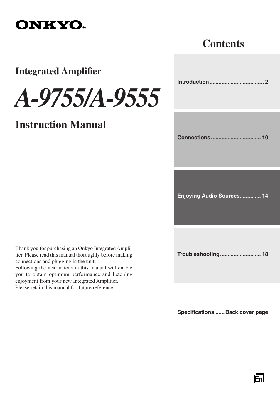 Onkyo A-9555 User Manual | 20 pages