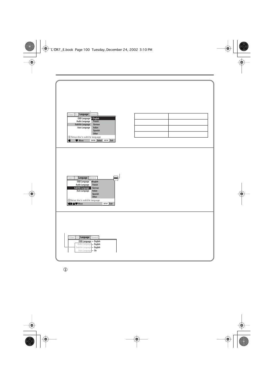 Customizing the function settings, Settings items available only for dvds, Settings you cannot change during playback | Onkyo L-DR7 User Manual | Page 100 / 128