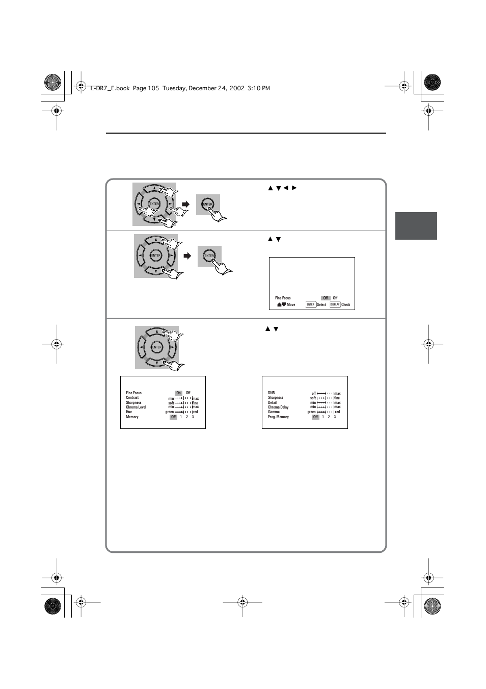 Adjusting the picture quality, Customizing the function settings | Onkyo L-DR7 User Manual | Page 105 / 128