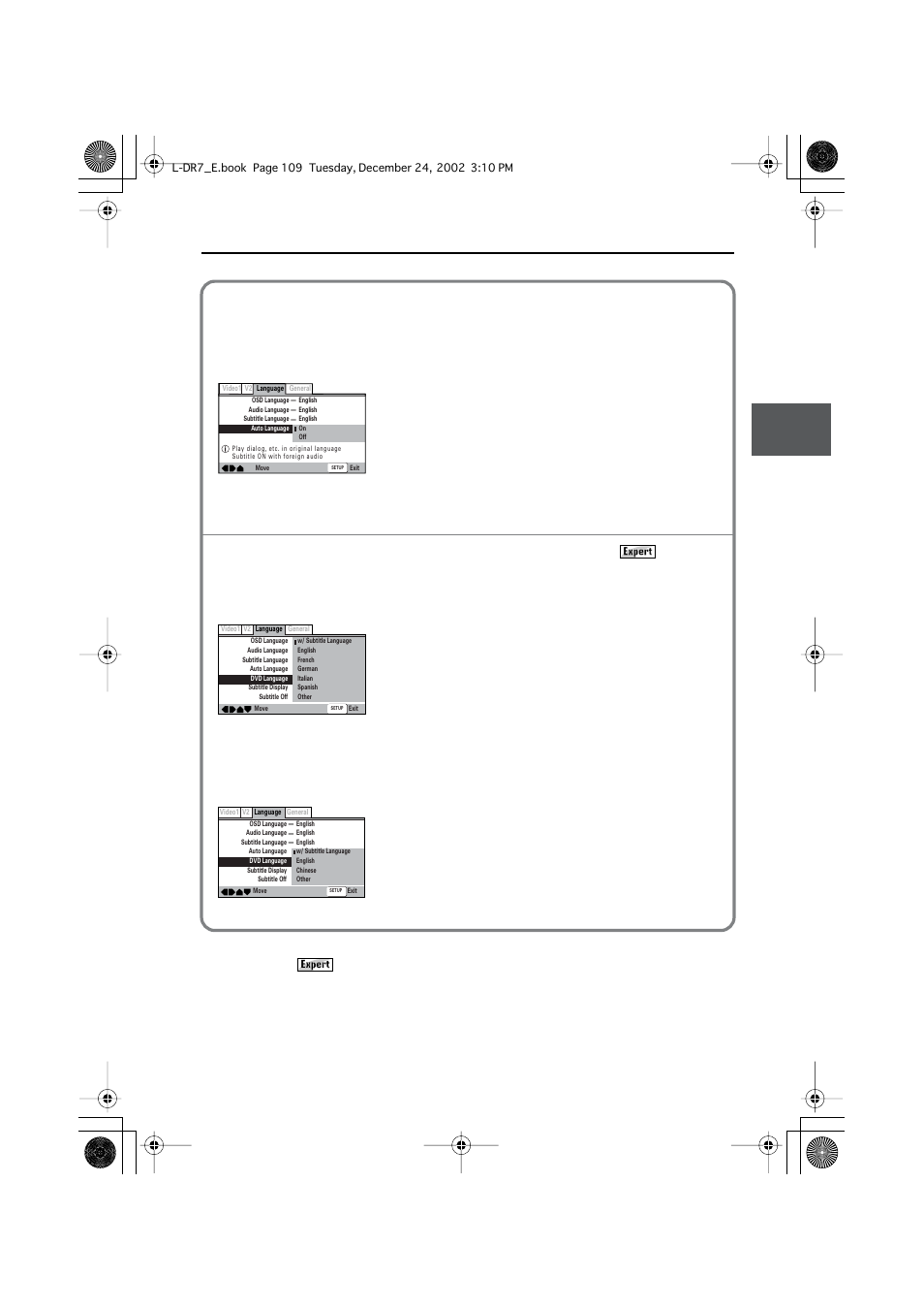 Customizing the function settings | Onkyo L-DR7 User Manual | Page 109 / 128