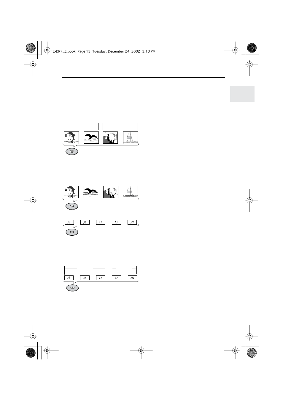 Differences in disc composition, Dvds, Video cds and audio cds | Handling discs | Onkyo L-DR7 User Manual | Page 13 / 128