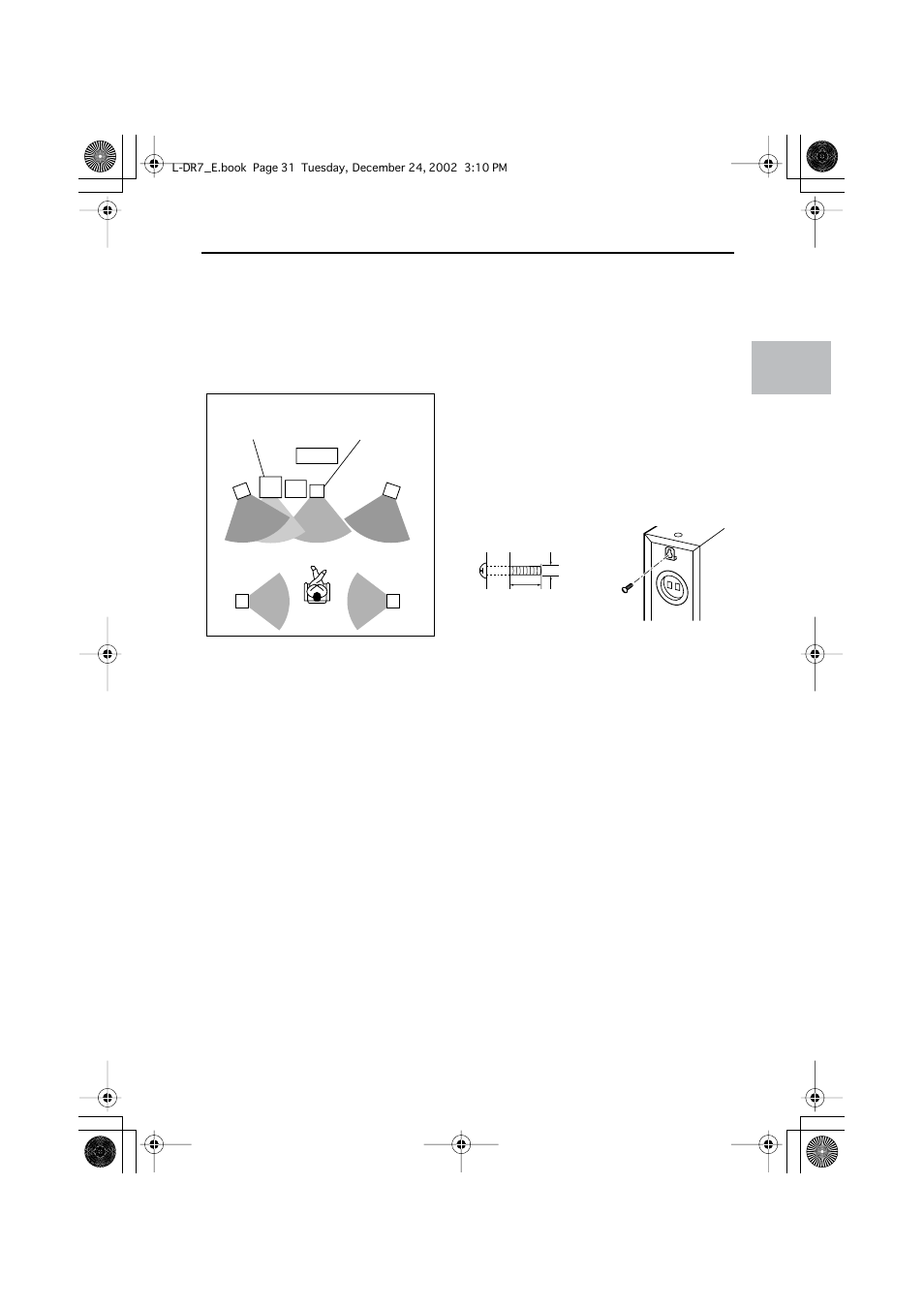 Using optional speaker stands or brackets, Center speaker, Left and right front speakers | Surround speakers, Subwoofer, Basic positioning example and, The role of each speaker, Connections | Onkyo L-DR7 User Manual | Page 31 / 128