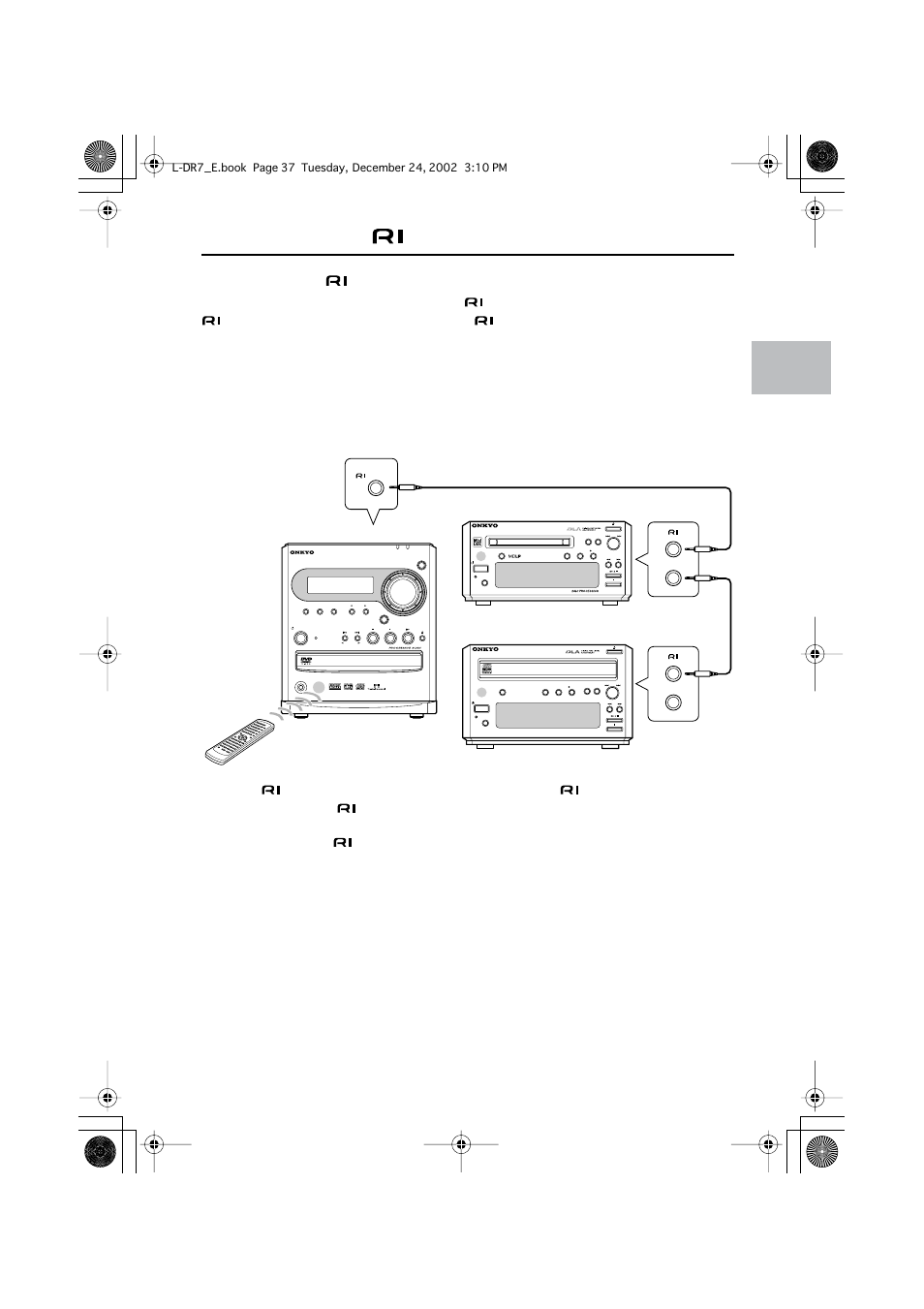 Connecting an cable, Example | Onkyo L-DR7 User Manual | Page 37 / 128