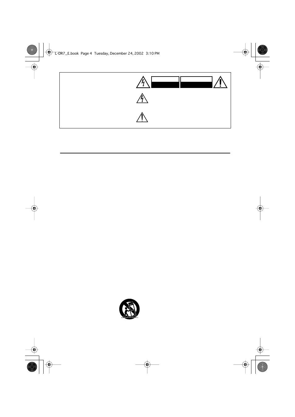 Important safeguards, Warning, Caution | Onkyo L-DR7 User Manual | Page 4 / 128