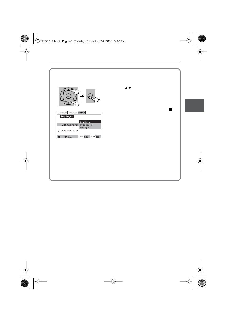 Using setup navigator | Onkyo L-DR7 User Manual | Page 45 / 128