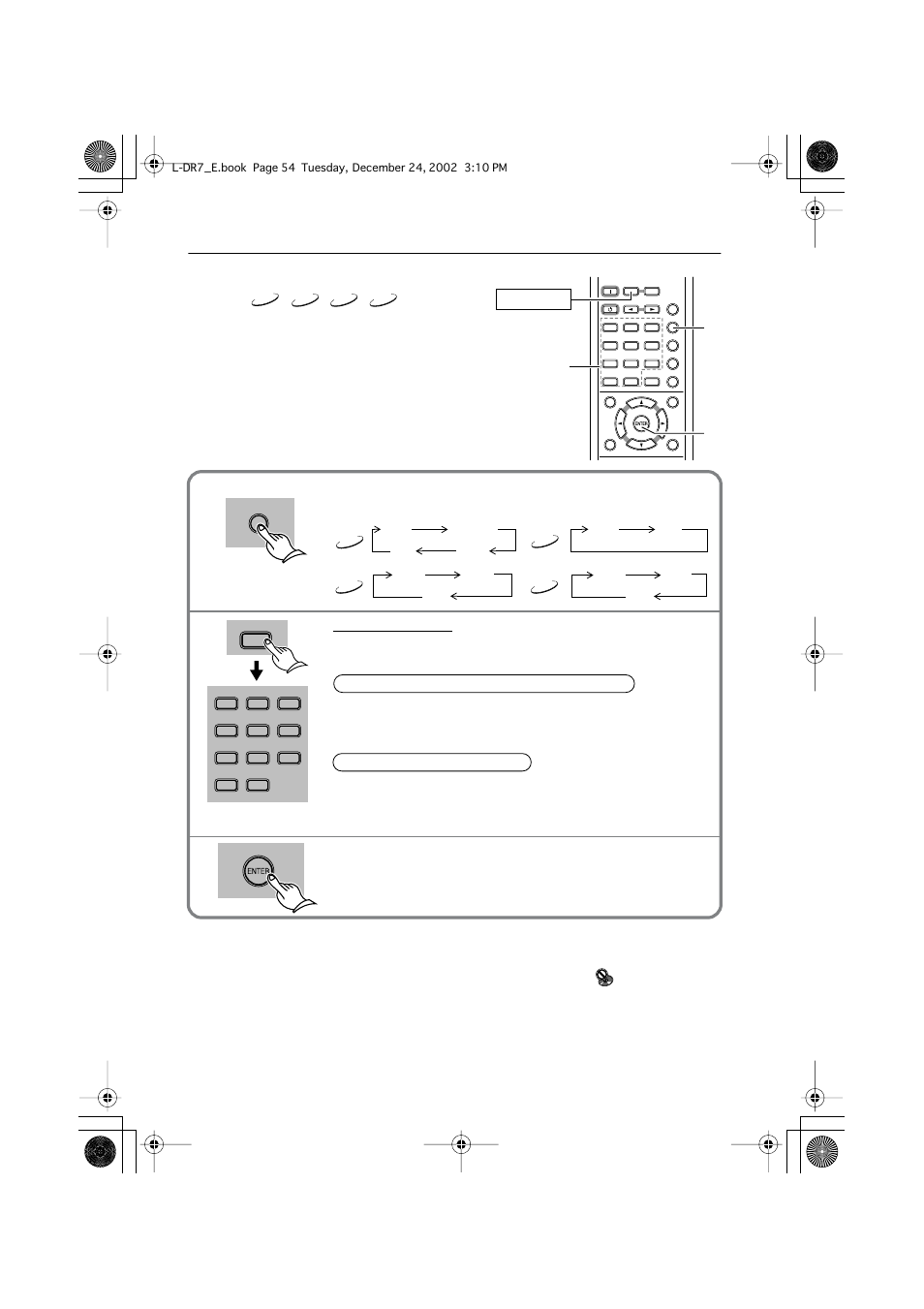 Locating a point, Using the search function to locate a point, Enter | Press search to select the type of search, Press | Onkyo L-DR7 User Manual | Page 54 / 128