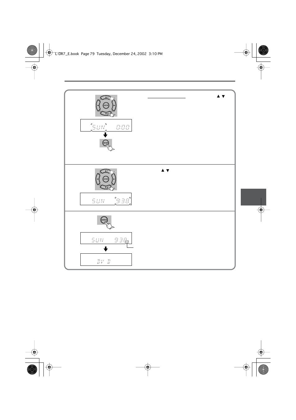 Cancelling the operation, Setting the day and time | Onkyo L-DR7 User Manual | Page 79 / 128