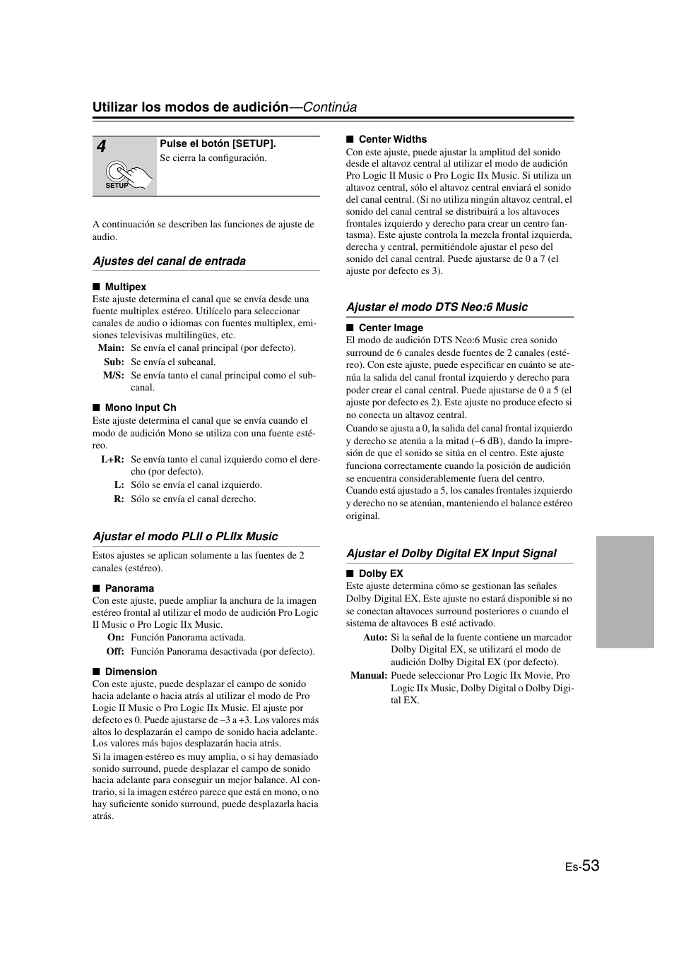 Utilizar los modos de audición —continúa | Onkyo TX-SR505E User Manual | Page 121 / 140
