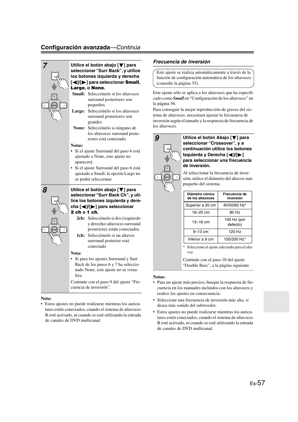 Configuración avanzada —continúa | Onkyo TX-SR505E User Manual | Page 125 / 140