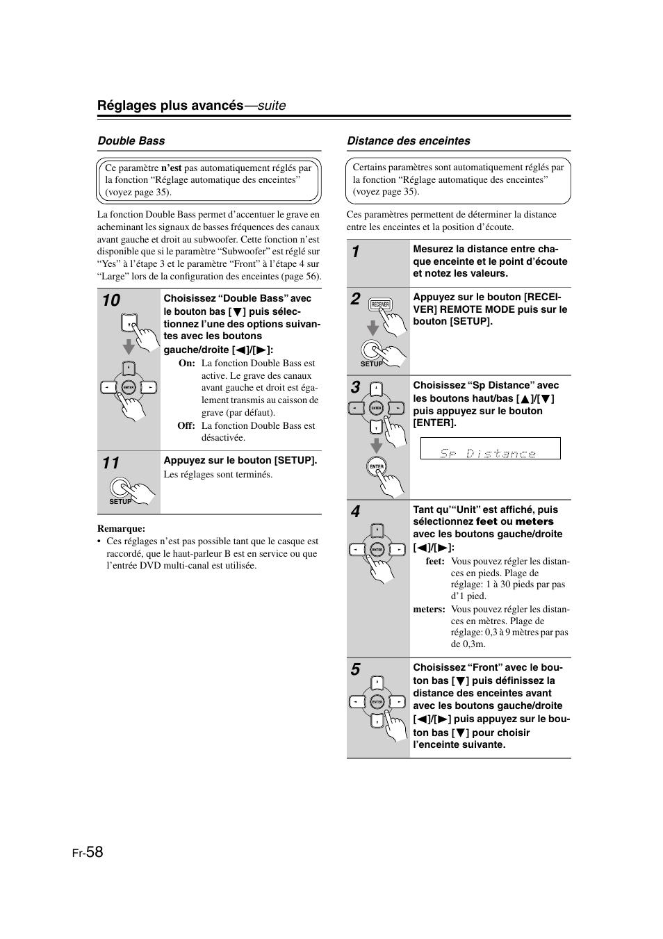 Réglages plus avancés —suite | Onkyo TX-SR505E User Manual | Page 58 / 140