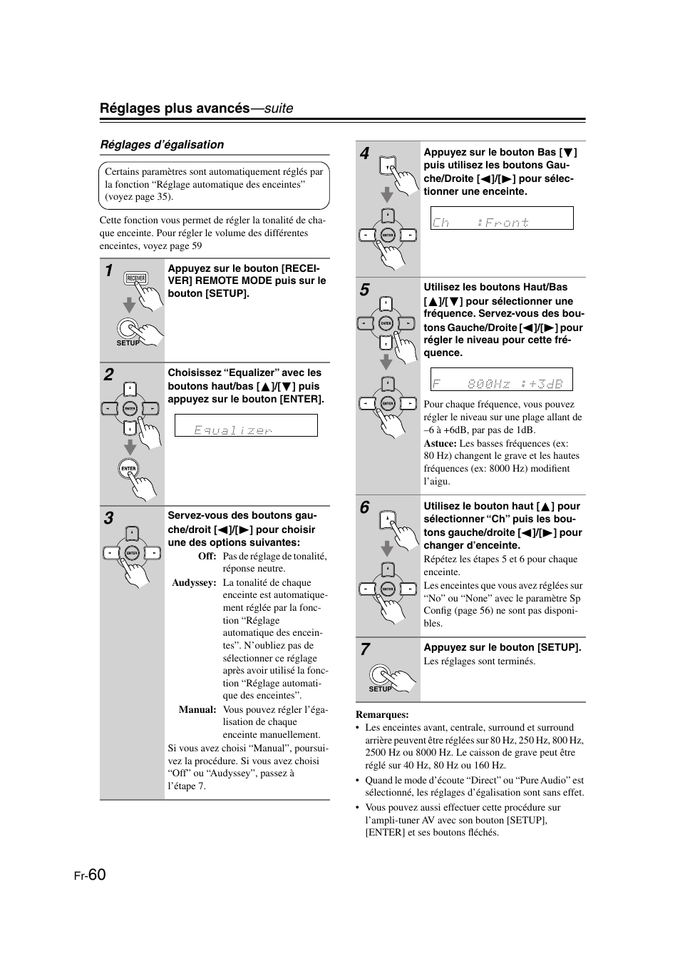 Réglages plus avancés —suite | Onkyo TX-SR505E User Manual | Page 60 / 140