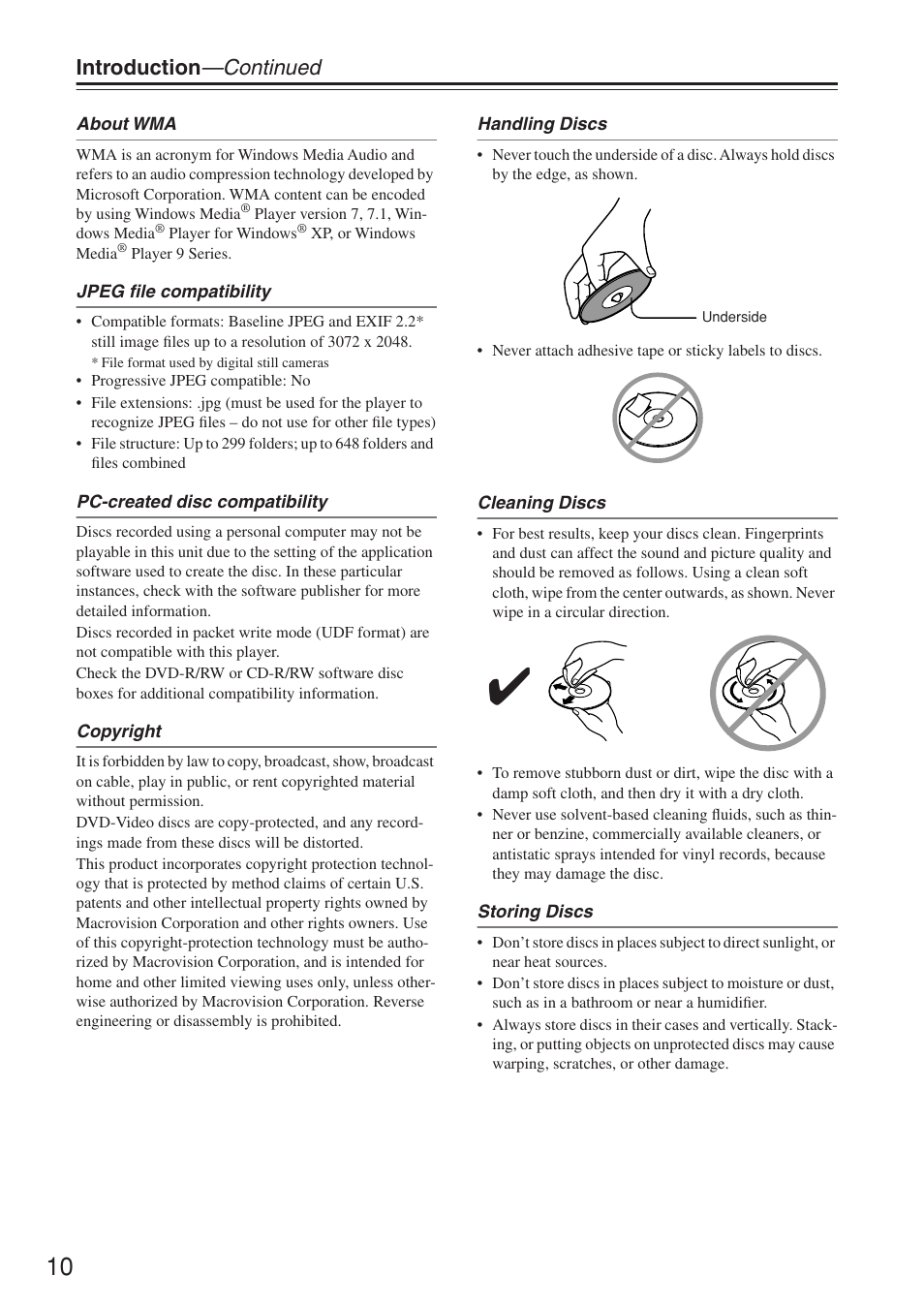 Introduction —continued | Onkyo DV-SP503E User Manual | Page 10 / 68