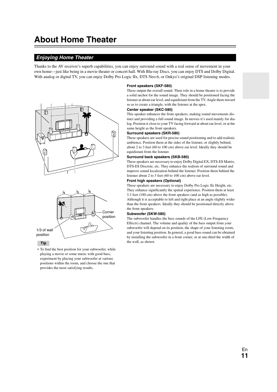 About home theater, Enjoying home theater | Onkyo HT-S5300 User Manual | Page 11 / 64