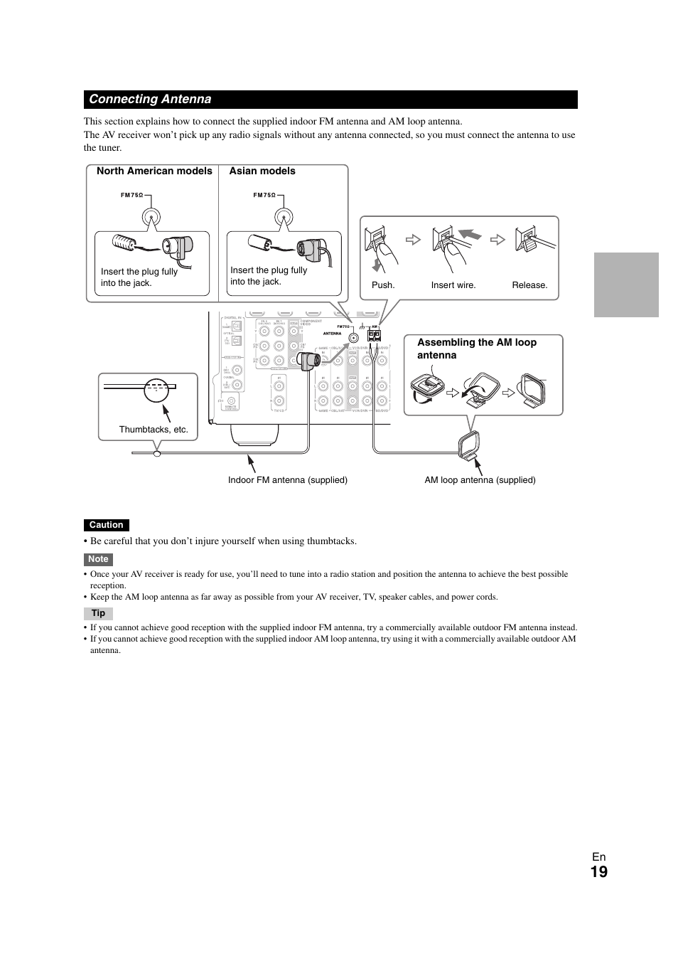 Connecting antenna | Onkyo HT-S5300 User Manual | Page 19 / 64