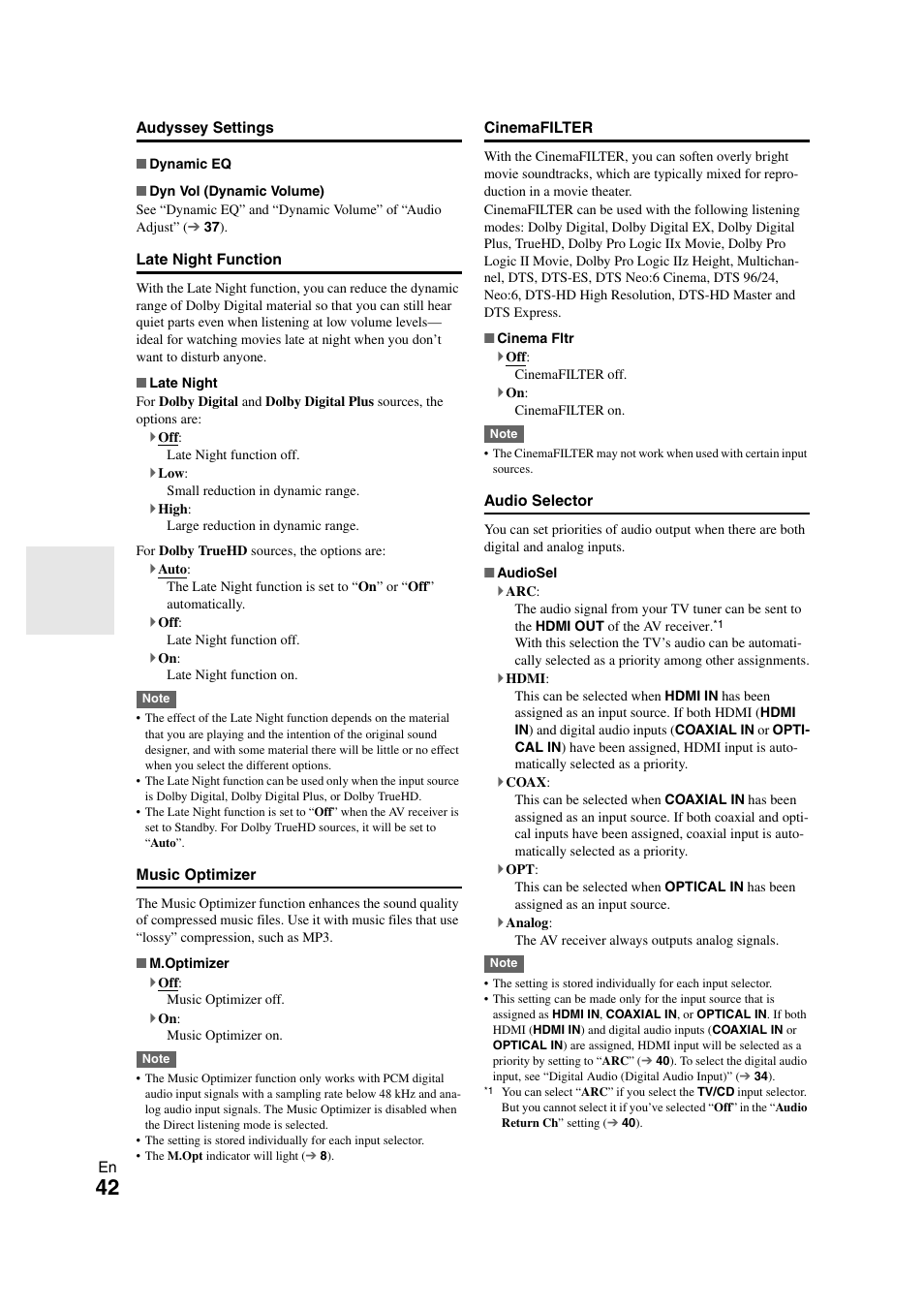 Music optimizer” f | Onkyo HT-S5300 User Manual | Page 42 / 64