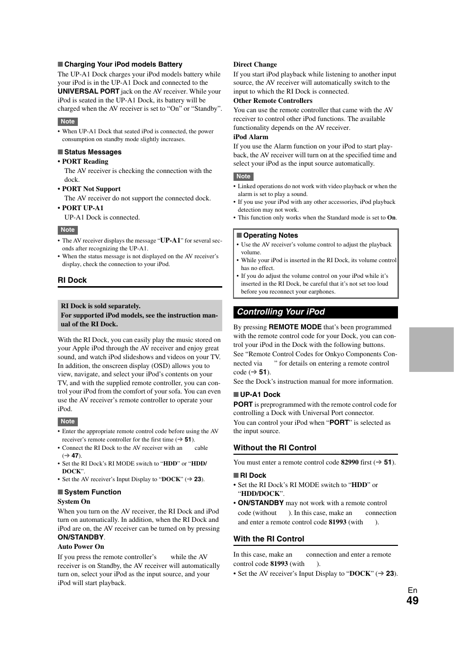 Controlling your ipod | Onkyo HT-S5300 User Manual | Page 49 / 64