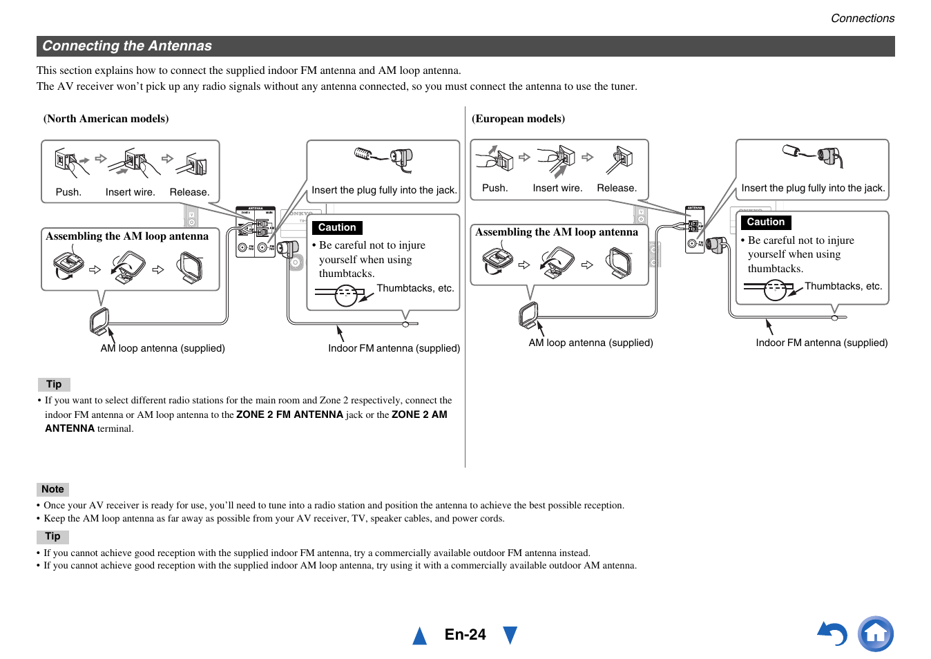 Connecting the antennas, En-24 | Onkyo AV Receiver TX-NR5010 User Manual | Page 24 / 168