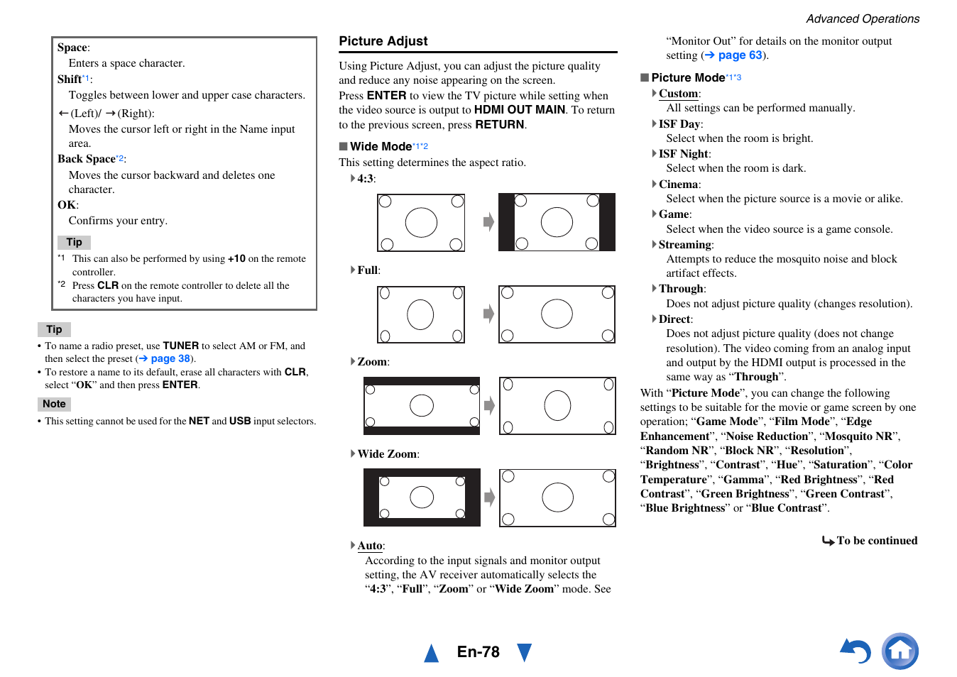 Picture adjust, En-78 | Onkyo AV Receiver TX-NR5010 User Manual | Page 78 / 168