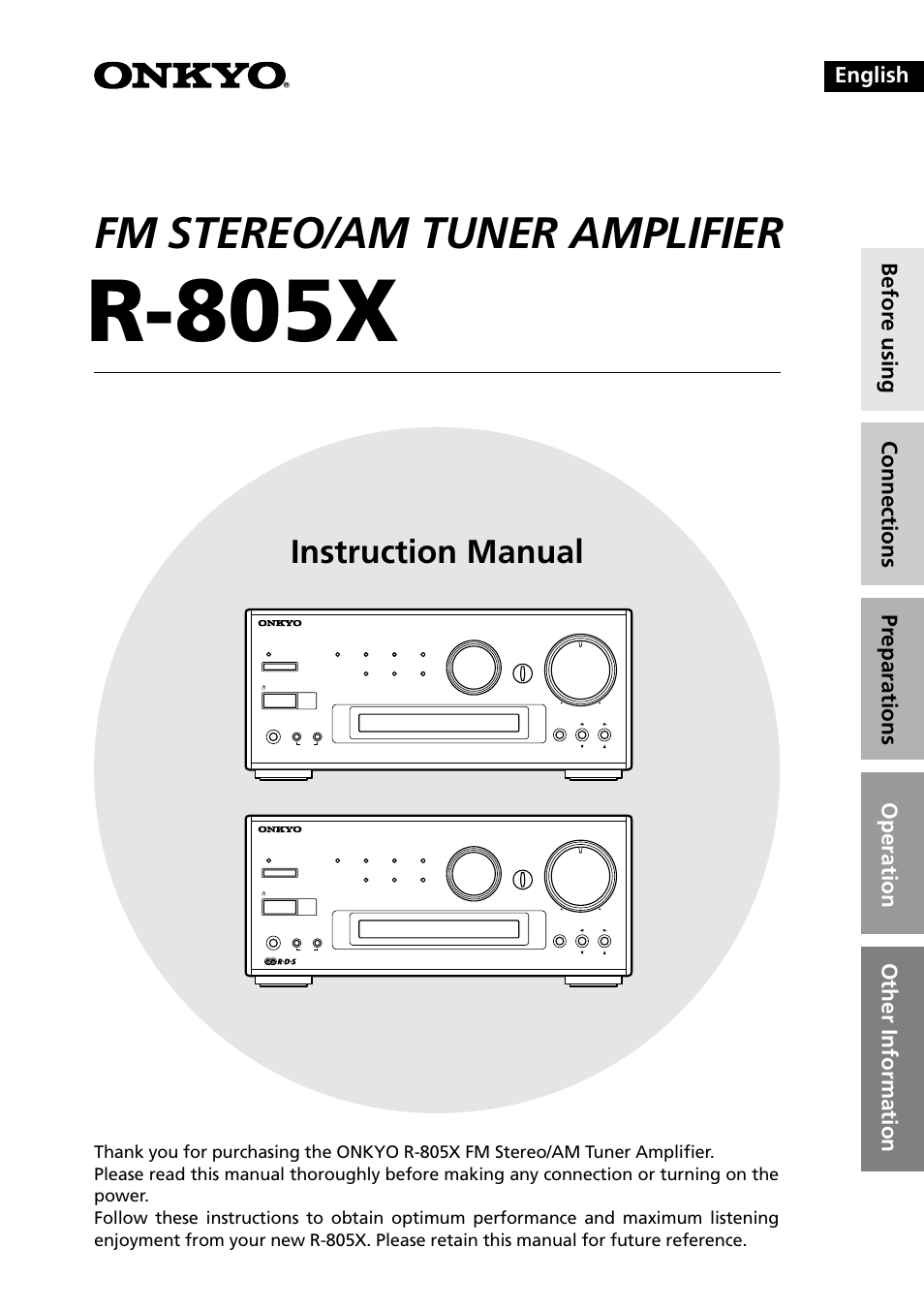 Onkyo R-805X User Manual | 52 pages