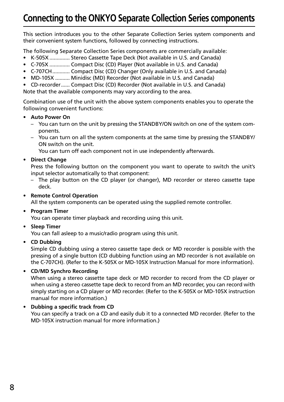 Onkyo R-805X User Manual | Page 8 / 52
