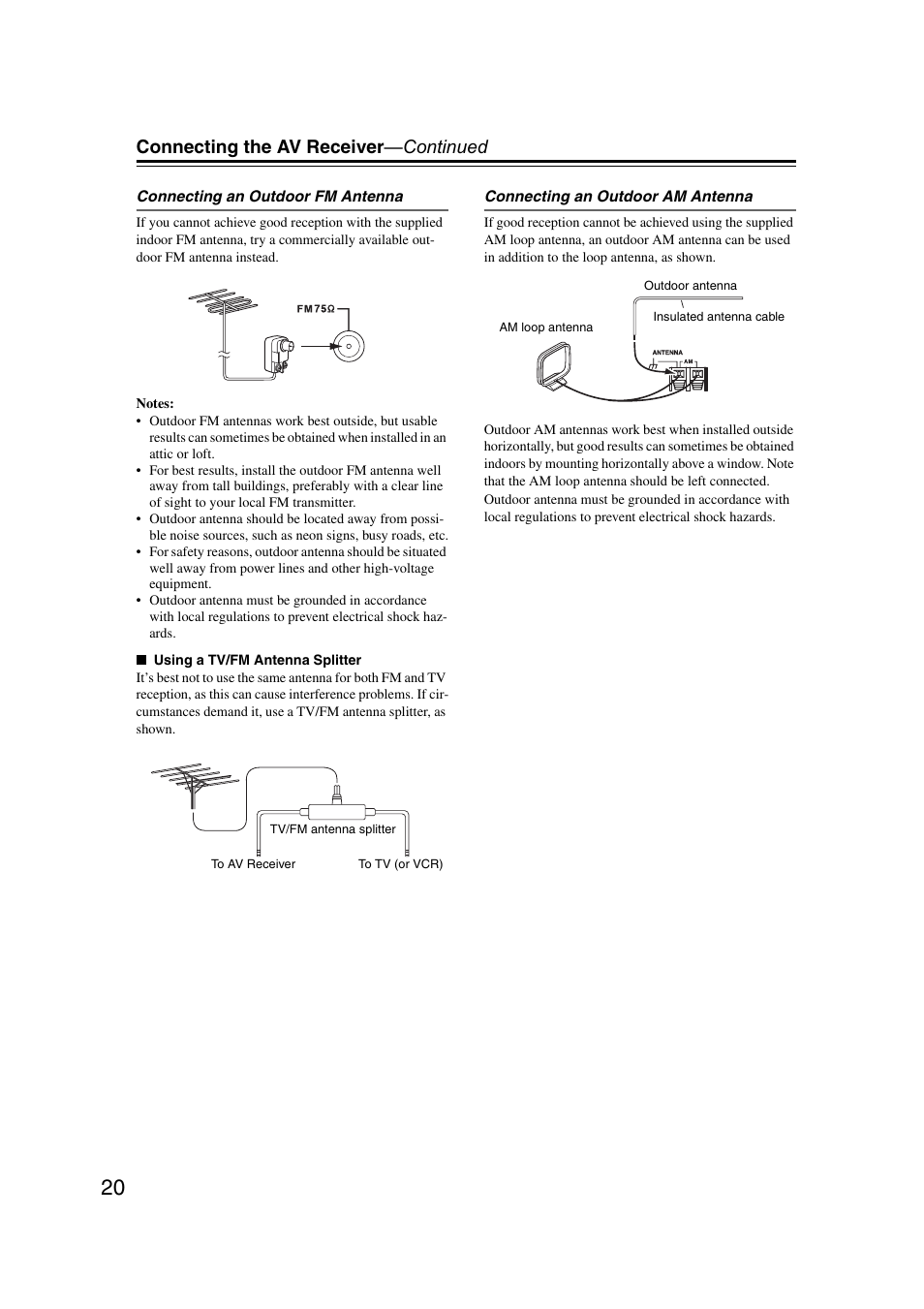 Connecting the av receiver —continued | Onkyo 29400095 User Manual | Page 20 / 104
