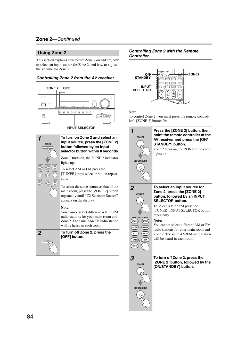 Using zone 2, R (84), Ttons (84) | Onkyo 29400095 User Manual | Page 84 / 104