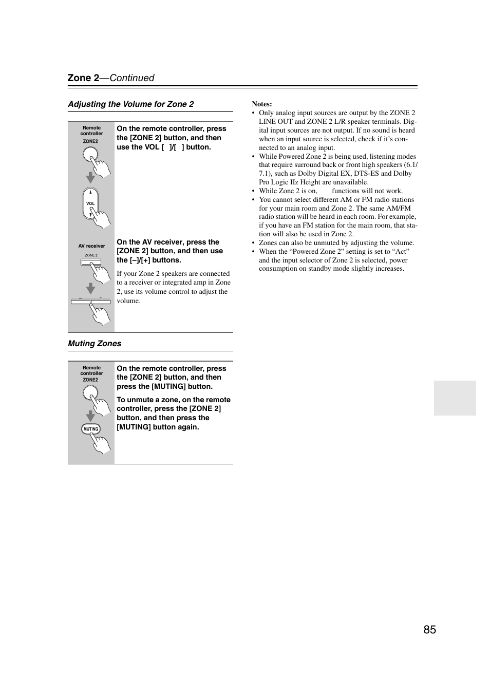 Zone 2 —continued | Onkyo 29400095 User Manual | Page 85 / 104