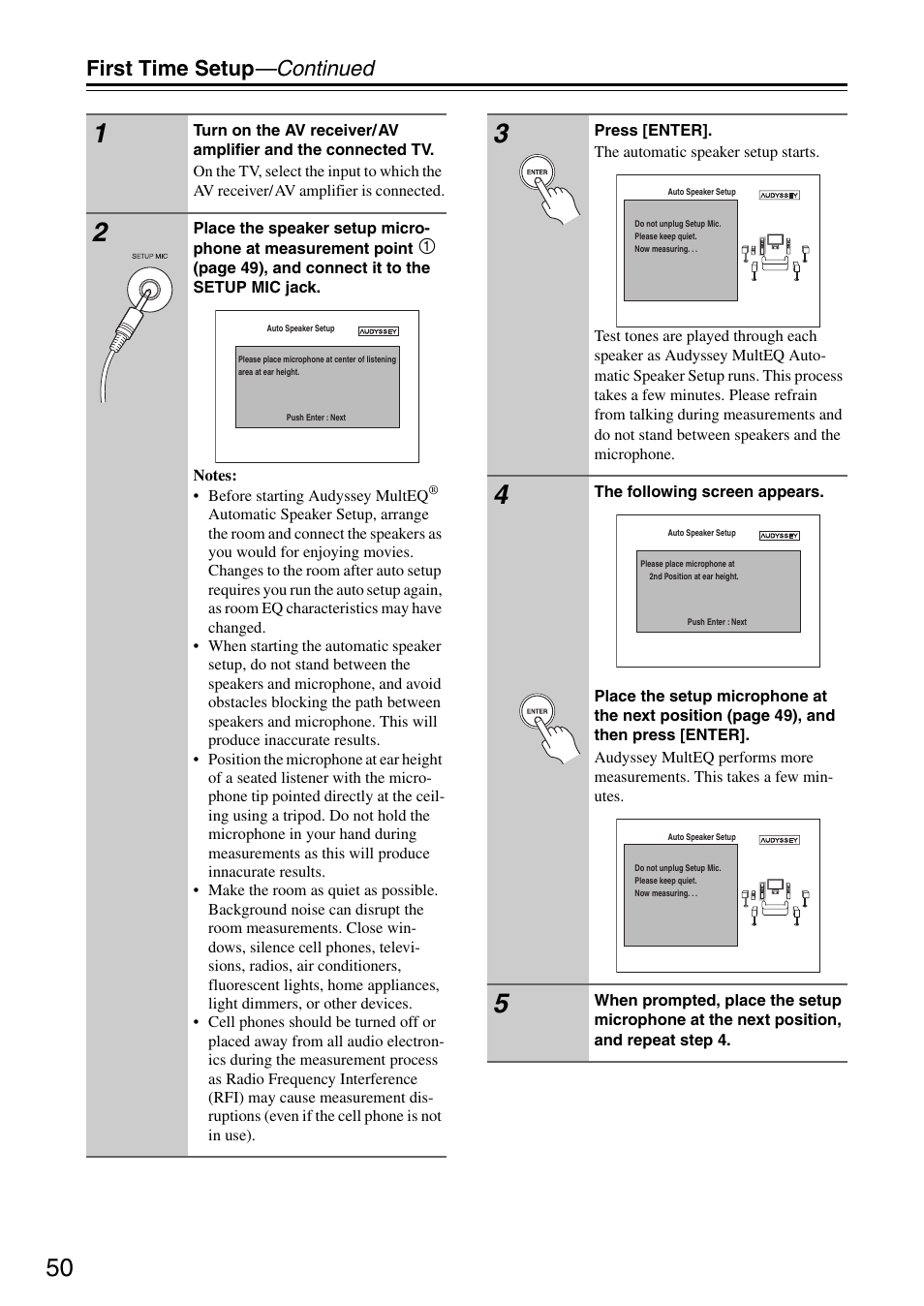 First time setup —continued | Onkyo TX-SA706 User Manual | Page 50 / 120