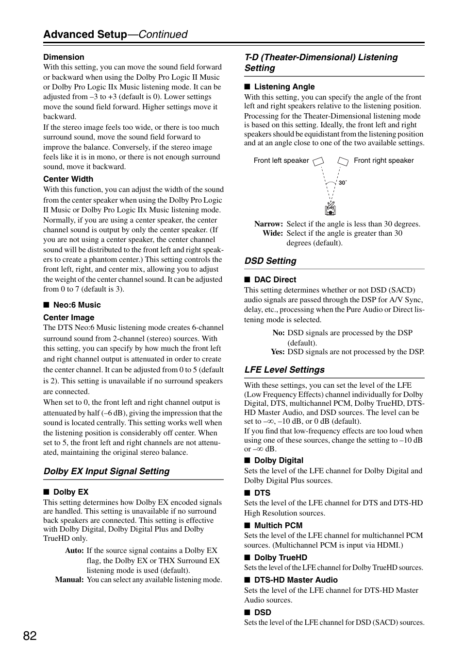 Advanced setup —continued | Onkyo TX-SA706 User Manual | Page 82 / 120