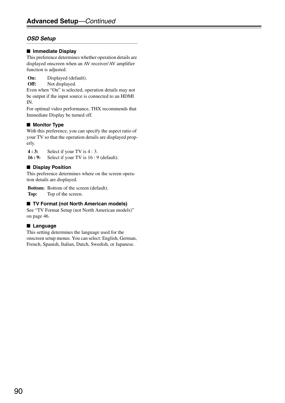 Advanced setup —continued | Onkyo TX-SA706 User Manual | Page 90 / 120