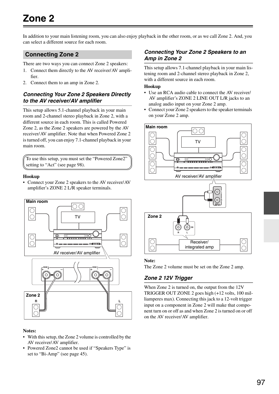 Zone 2, Connecting zone 2 | Onkyo TX-SA706 User Manual | Page 97 / 120