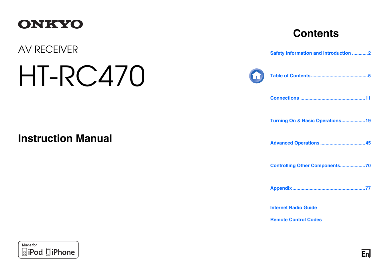 Onkyo AV RECEIVER HT-RC470 User Manual | 144 pages