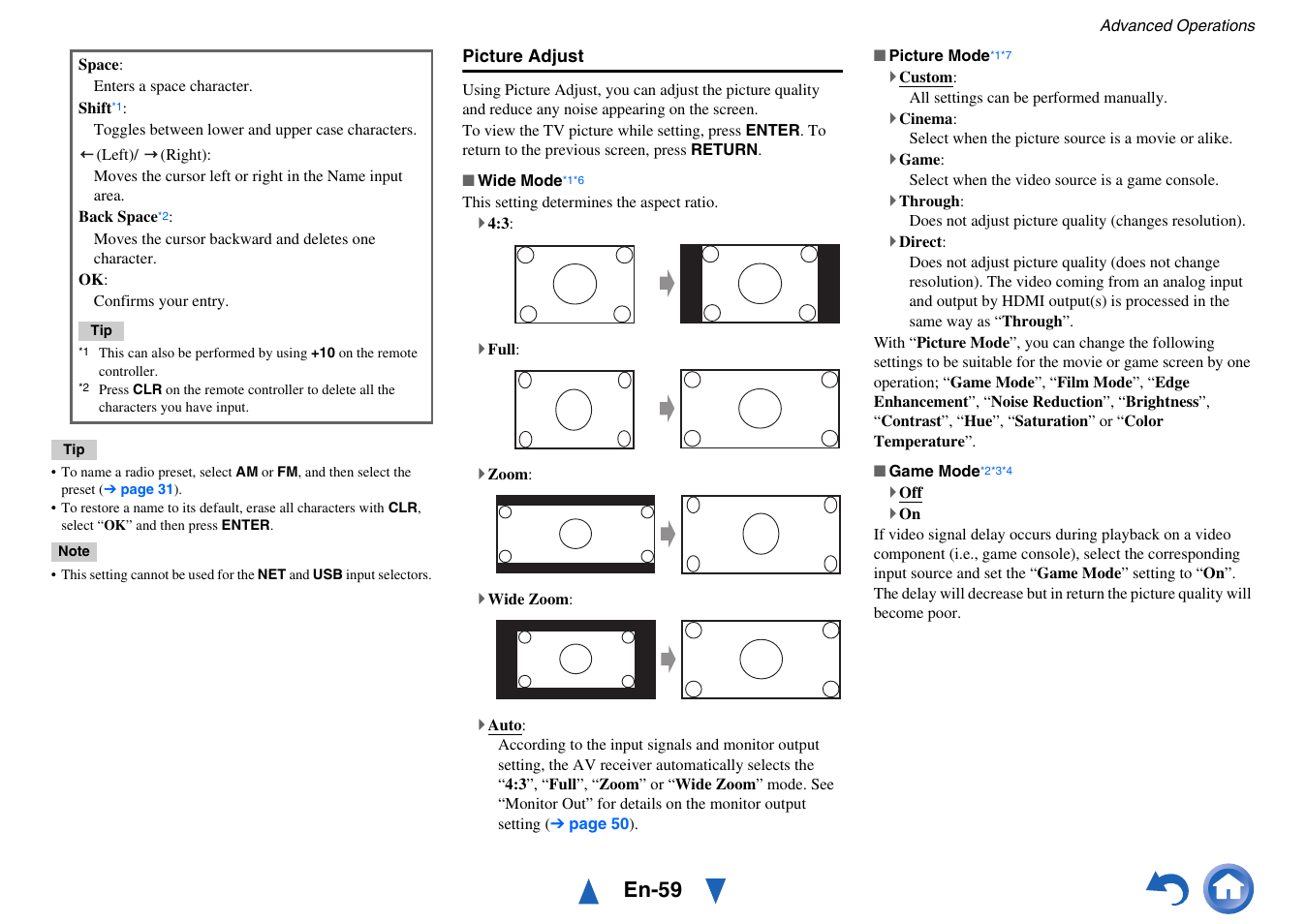 Picture adjust, En-59 | Onkyo AV RECEIVER HT-RC470 User Manual | Page 59 / 144
