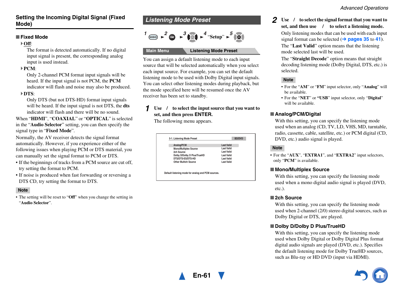 Listening mode preset, En-61 | Onkyo AV RECEIVER HT-RC470 User Manual | Page 61 / 144