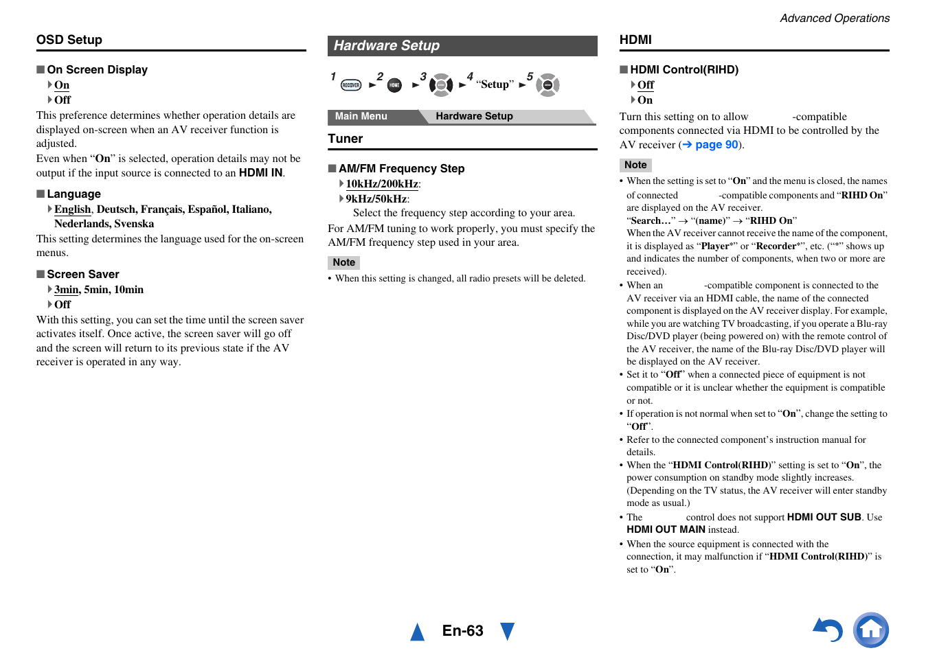Hardware setup, En-63 | Onkyo AV RECEIVER HT-RC470 User Manual | Page 63 / 144