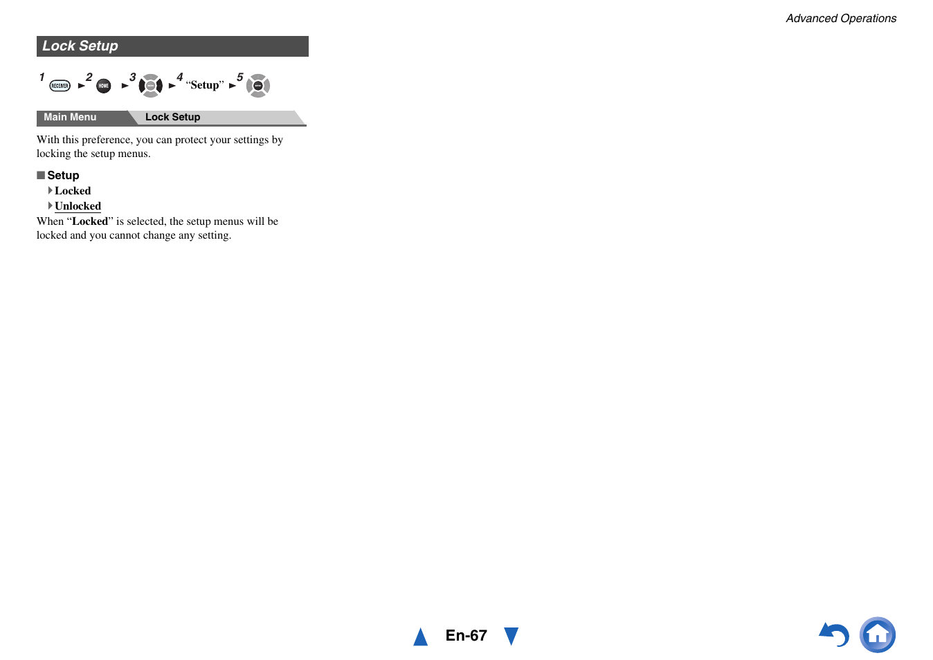 Lock setup, En-67 | Onkyo AV RECEIVER HT-RC470 User Manual | Page 67 / 144