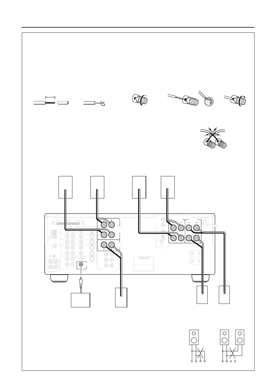 Connecting speakers, Front speakers b | Onkyo TX-DS575x User Manual | Page 10 / 44