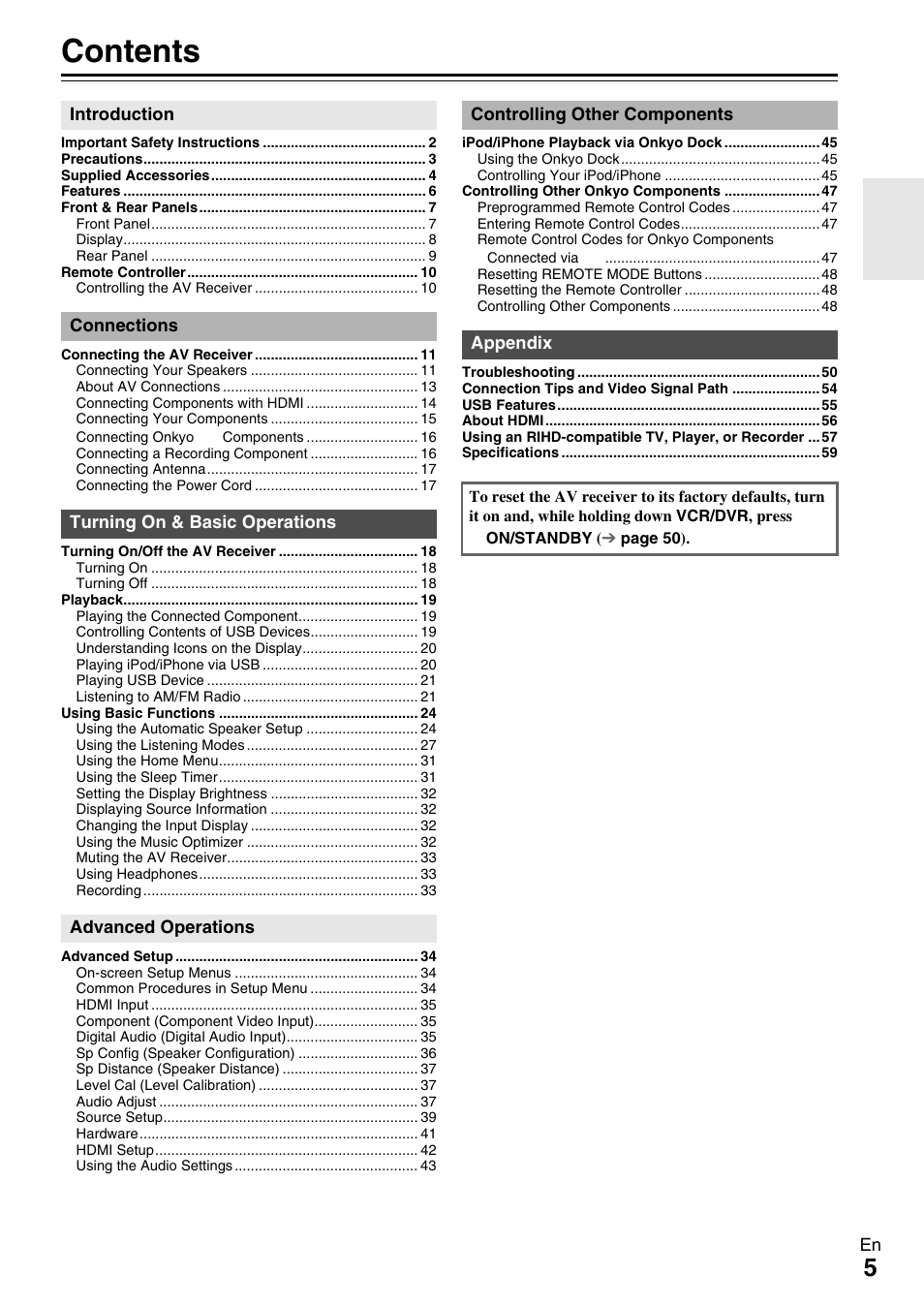 Onkyo HT-R590 User Manual | Page 5 / 60
