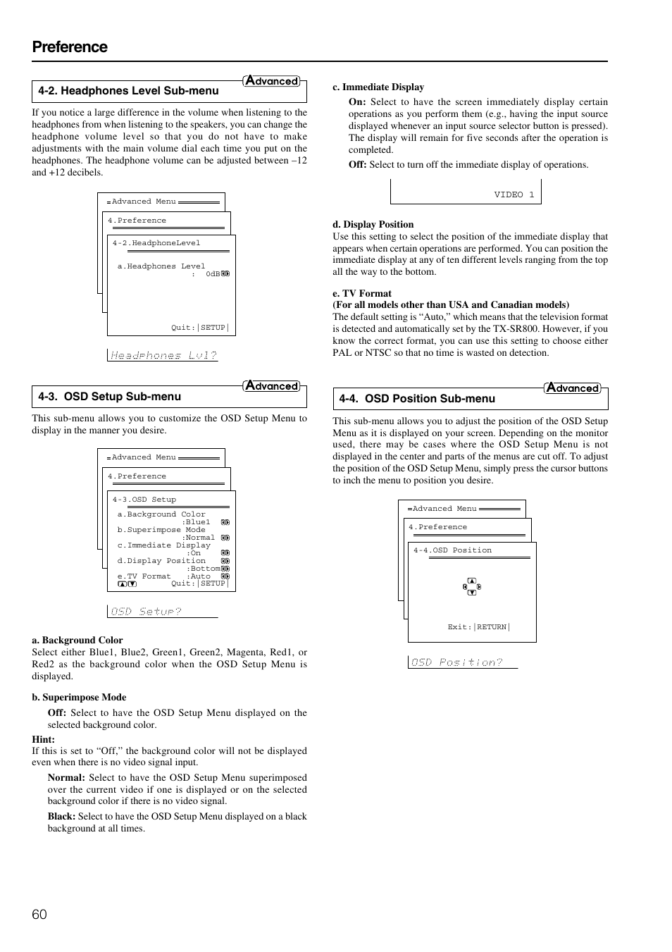 Preference | Onkyo TX-SR800 User Manual | Page 60 / 81