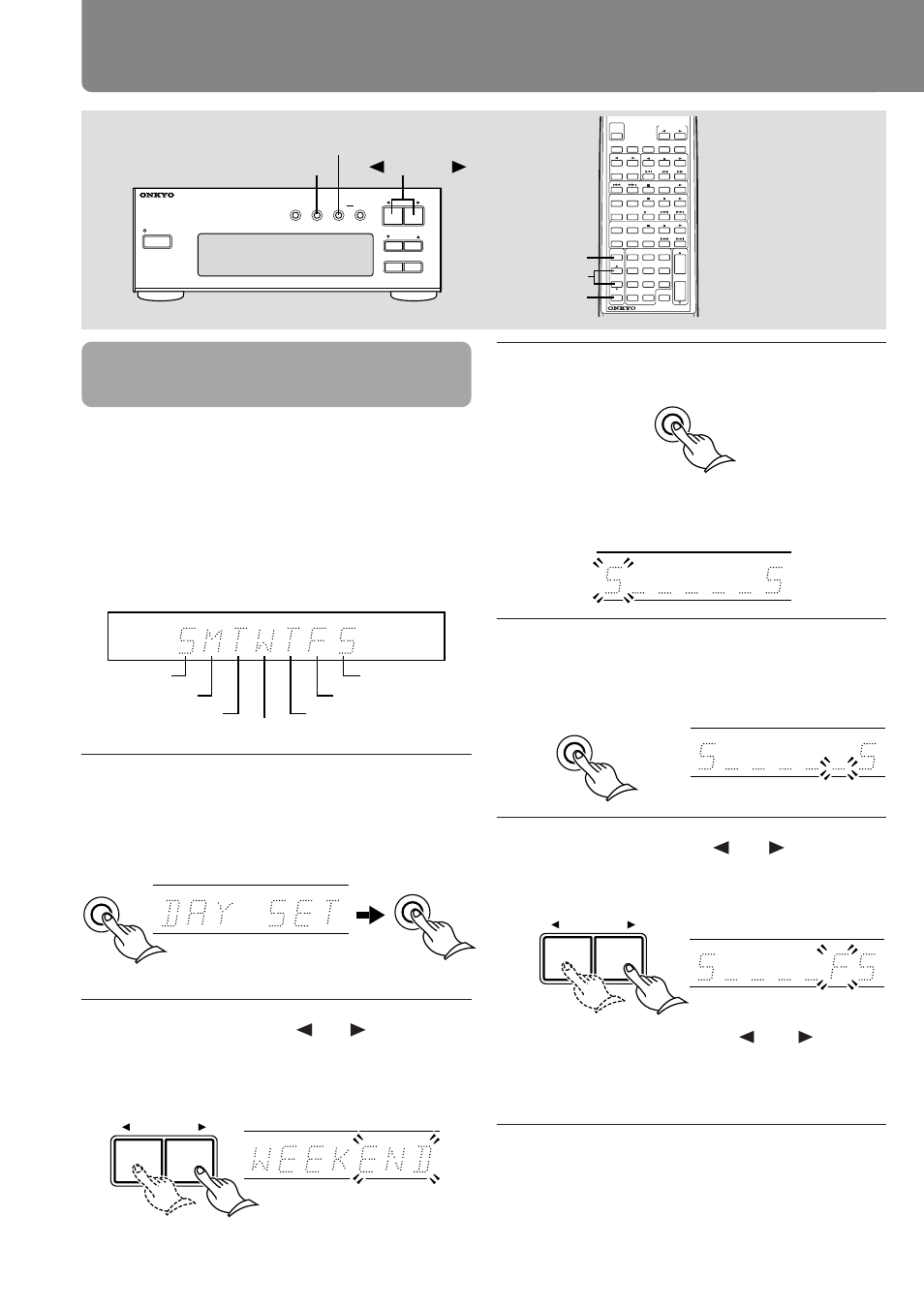 Using the timer, Changing the weekday and weekend settings, End” or “day” flashes | Onkyo T-405X User Manual | Page 24 / 32