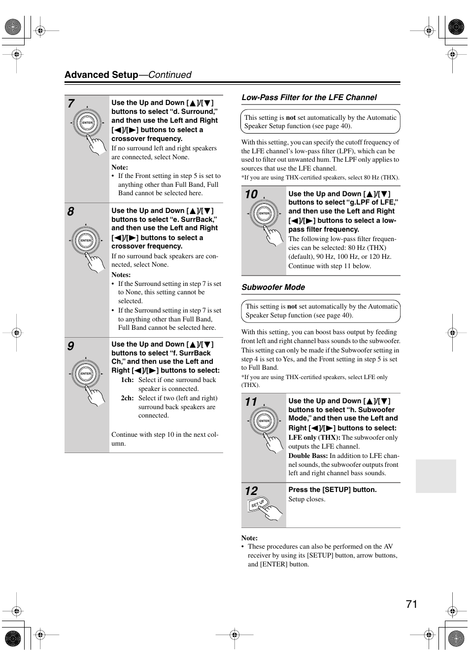Advanced setup —continued | Onkyo TX-SR803/803E User Manual | Page 71 / 104