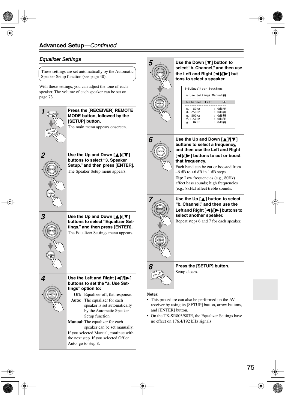 Advanced setup —continued | Onkyo TX-SR803/803E User Manual | Page 75 / 104