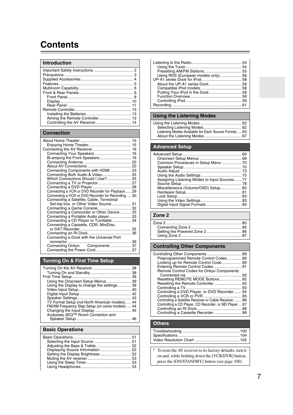 Onkyo TX SR607 User Manual | Page 7 / 108