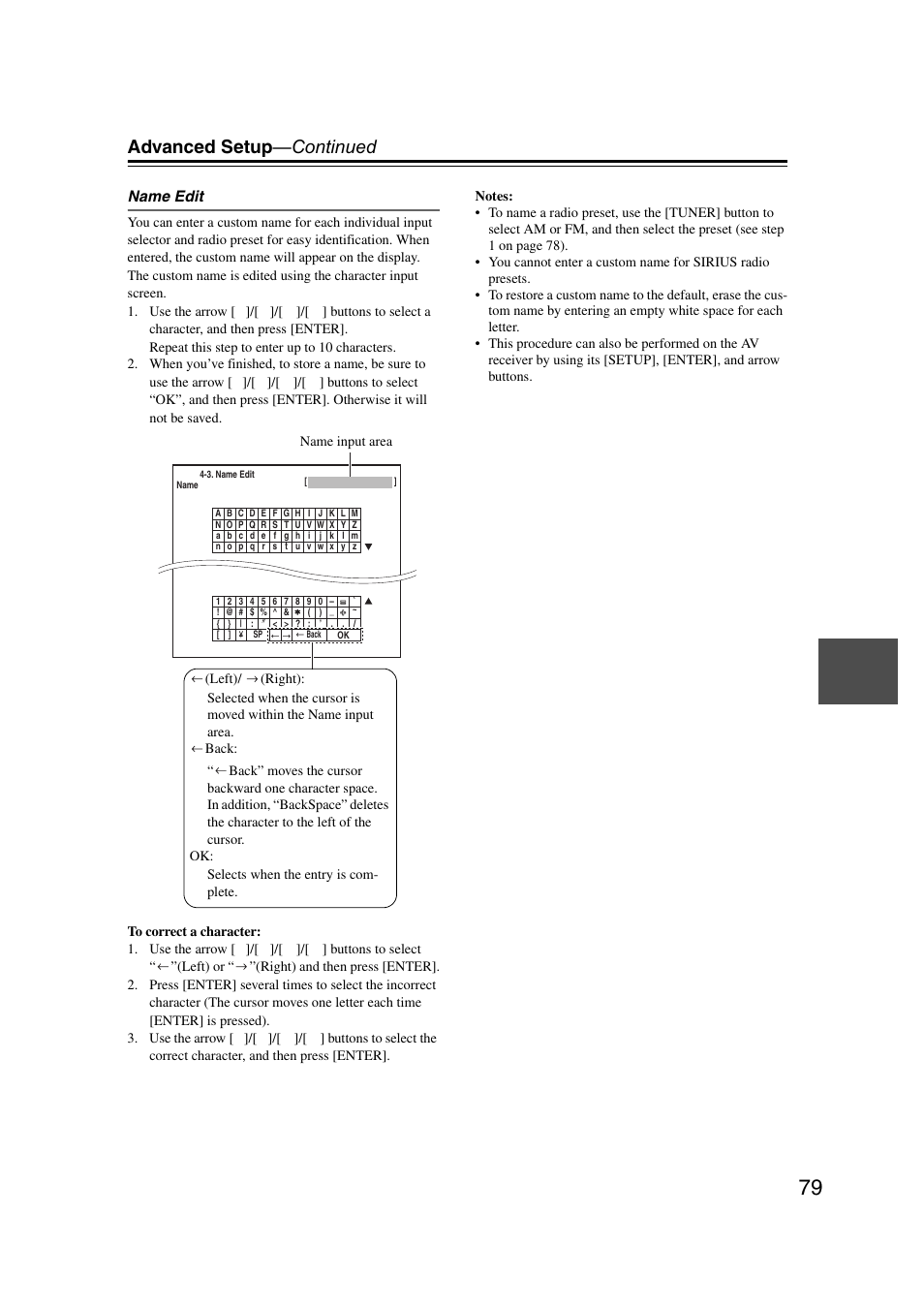 Advanced setup —continued | Onkyo TX SR607 User Manual | Page 79 / 108