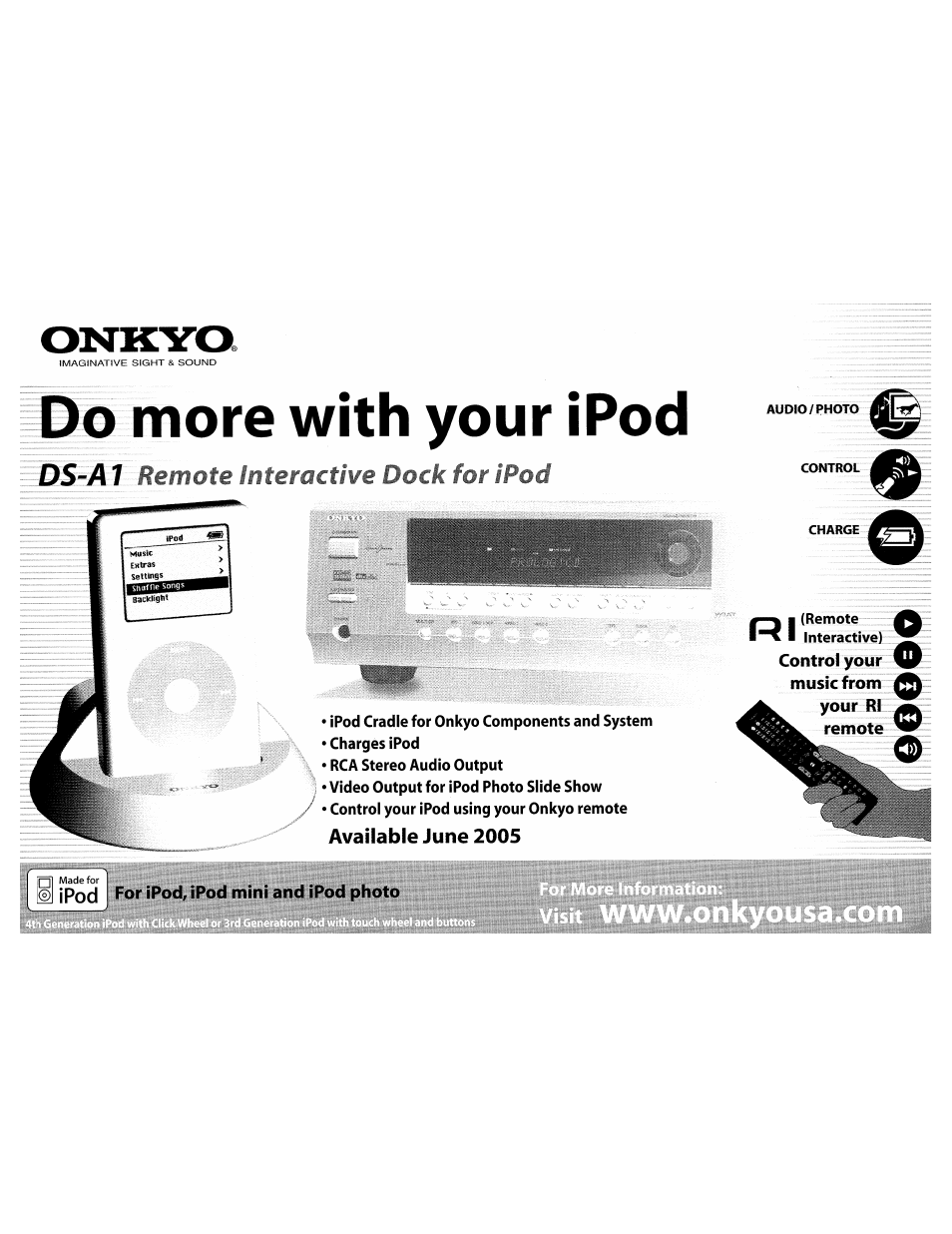 Brochure for ipod dock | Onkyo TX-SR703/703E User Manual | Page 108 / 116